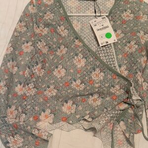 Floral Wrap Top with Lace Details